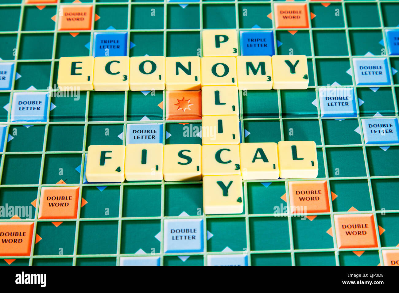 Fiscal Policy Economy Government Election Words Using Scrabble Tiles To Illustrate Spelling 