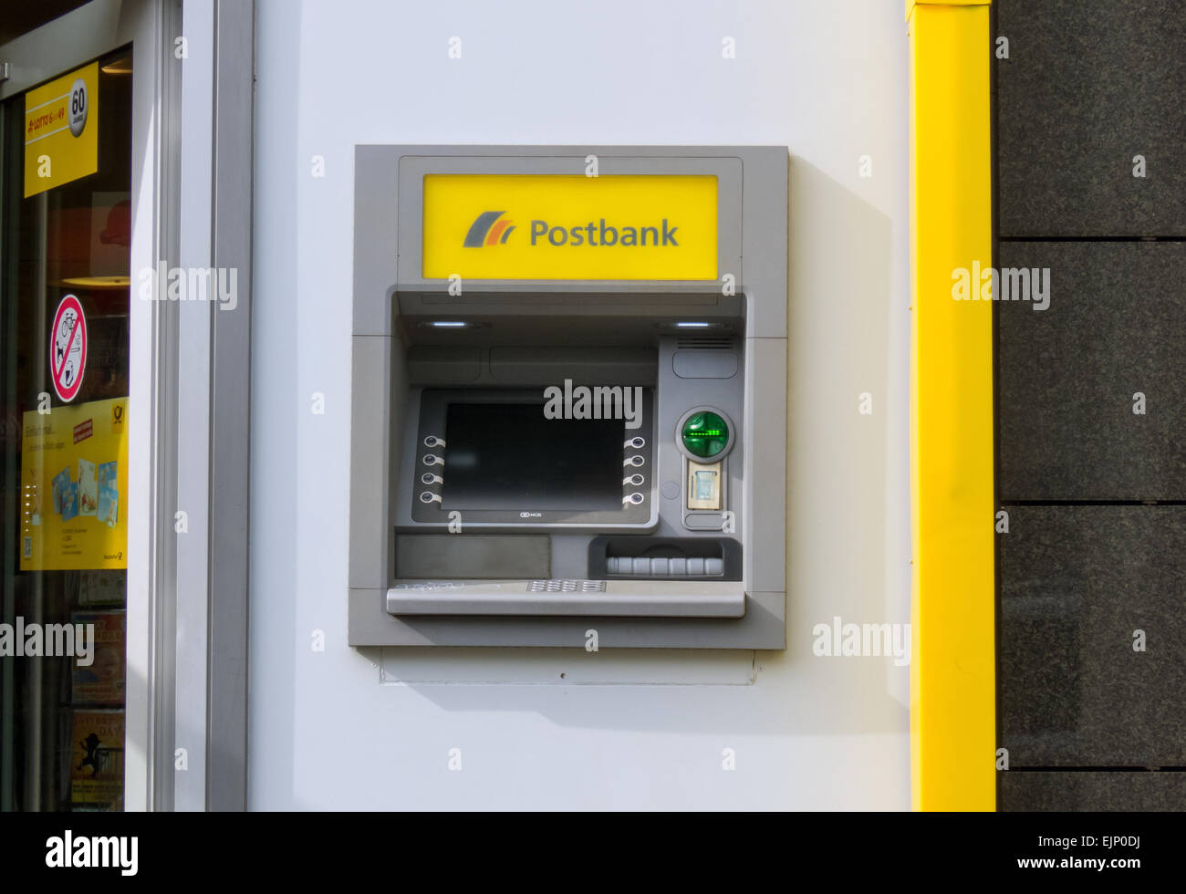 German Post Bank cash machine, Deutsche Post Shop, Dusseldorf Germany Stock Photo