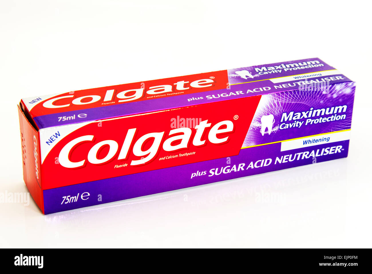 Colgate toothpaste box cavity protection 75ml container isolated cutout cut  out white background Stock Photo - Alamy
