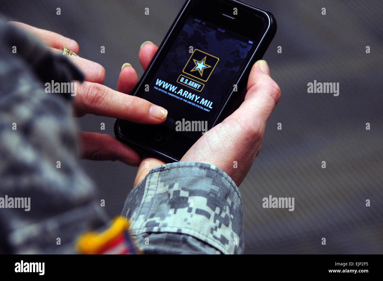 Soldiers and others can now read the latest Army news on their iPhones, thanks to a new application created by the team that developed the Army's ,     .         Army iPhone download among top 25 free news apps  /-news/2010/01/13/32841-army-iphone-download-among-top-25-free-news-apps/index.html     Download the Army iPhone app on iTunes  itunes.apple.com/us/app/us-army-news-information/id342689843?mt=8     /mobile  /mobile Stock Photo