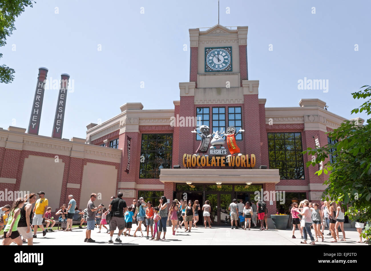 Hershey's Chocolate World visitor center draws tourists to its store, tour, factory, museum, classroom, and tasting experience. Stock Photo