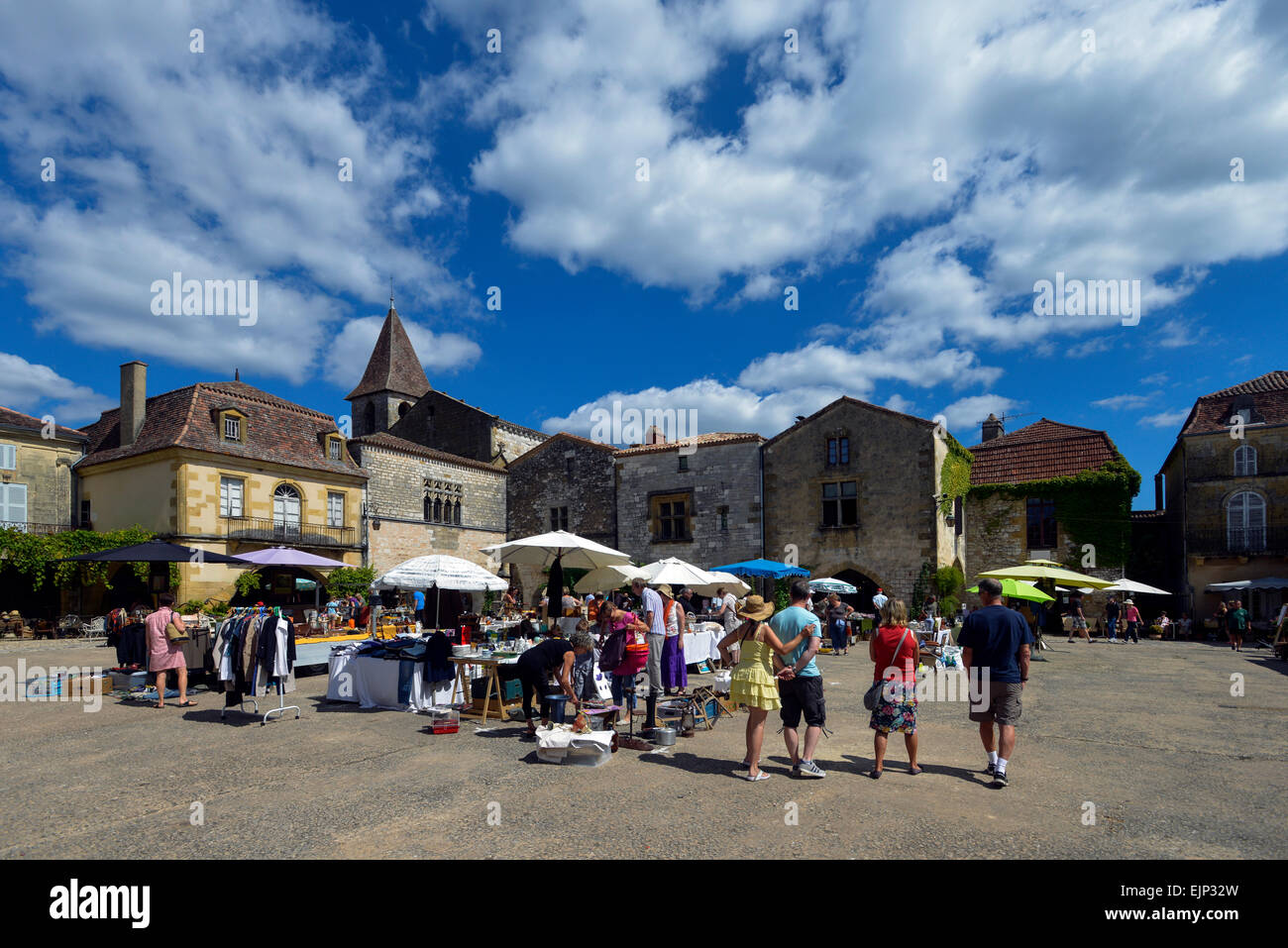 Market Place Monpazier Bastide Perigord France Europe Stock Photo
