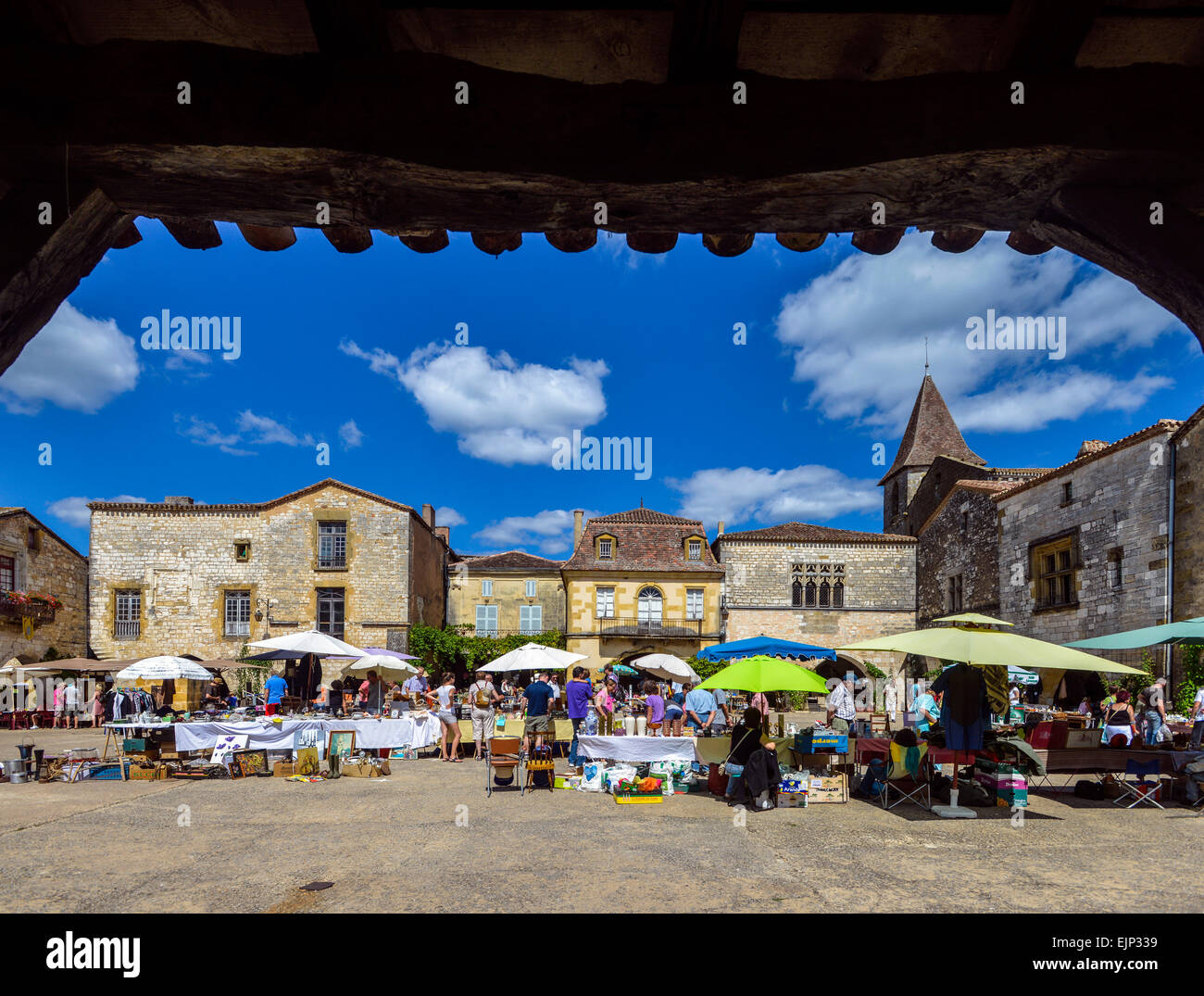 Market Place Monpazier Bastide Perigord France Europe Stock Photo