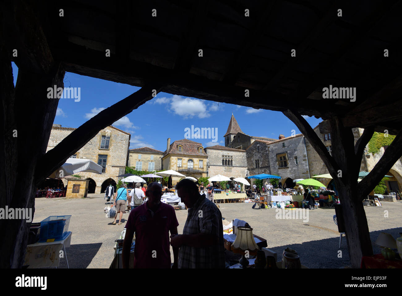 Market Place Monpazier Bastide Perigord France Europe Stock Photo