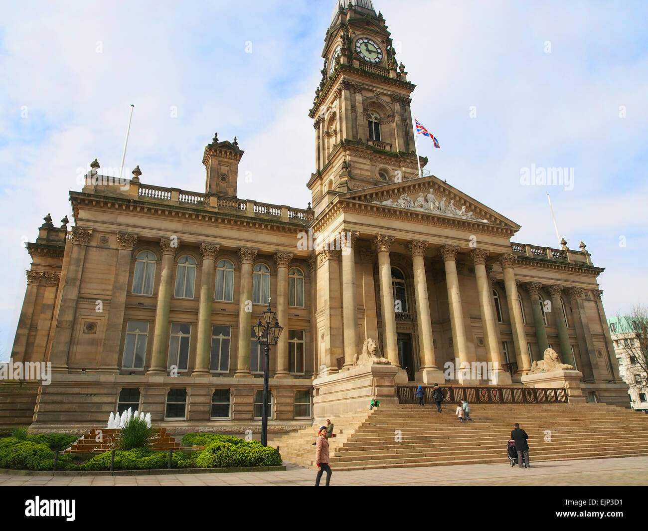 The Town Hall looking from Victoria Square, Bolton in Lancashire, designated a Grade 2 listed building by English Heritage. Stock Photo