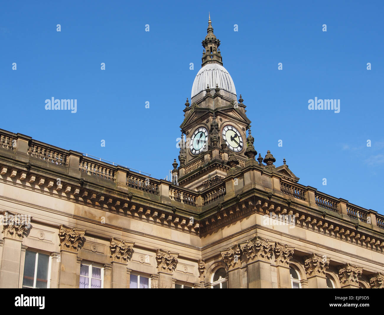 The Town Hall looking from Victoria Square, Bolton in Lancashire, designated a Grade 2 listed building by English Heritage. Stock Photo
