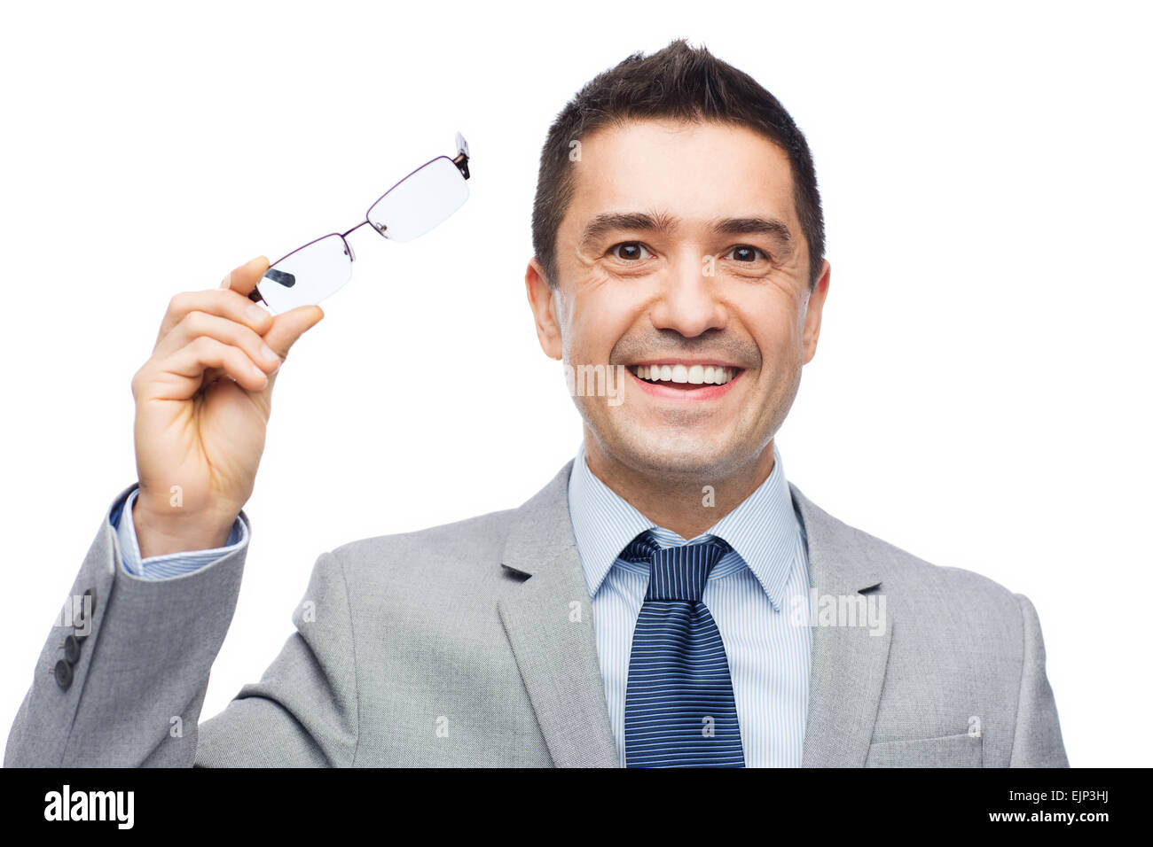 happy smiling businessman in eyeglasses and suit Stock Photo - Alamy