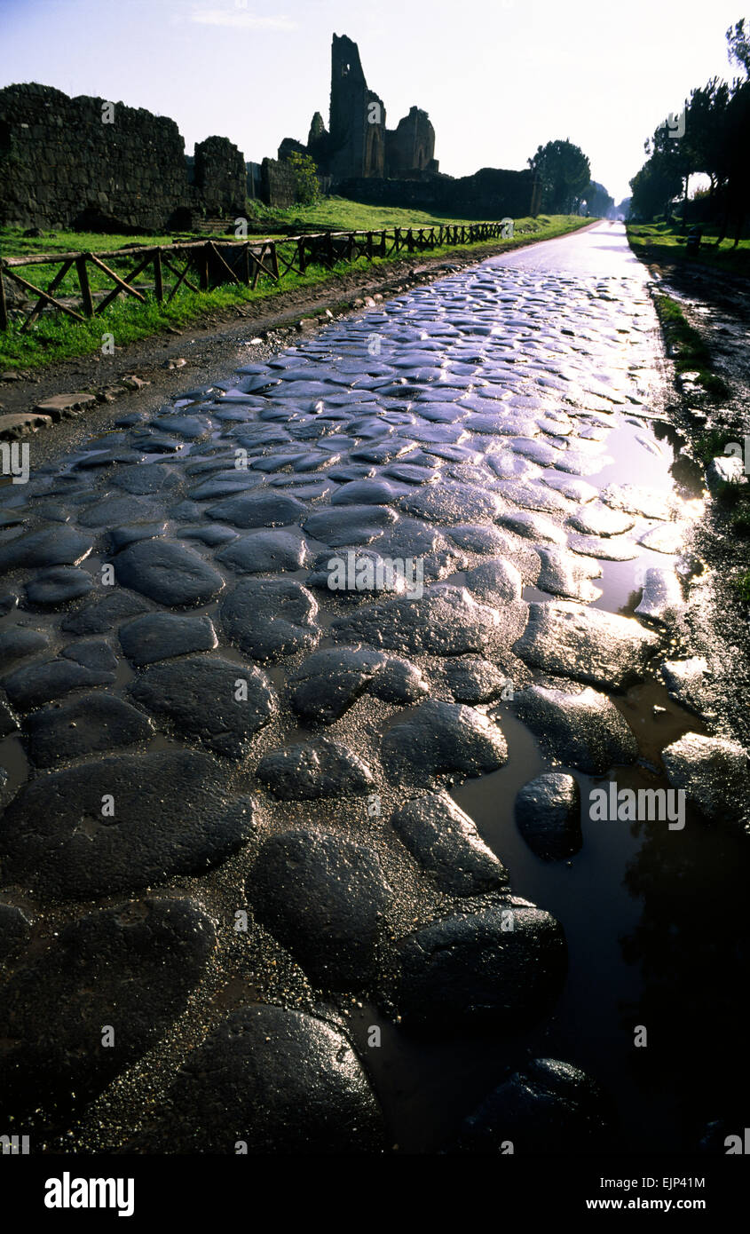 Italy, Rome, Via Appia Antica, Old Appian Way, ancient roman road Stock Photo