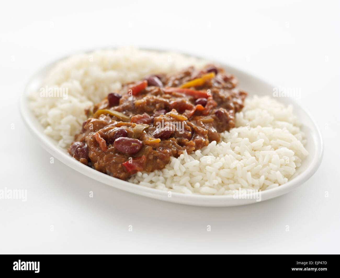 beef chilli and white rice Stock Photo Alamy