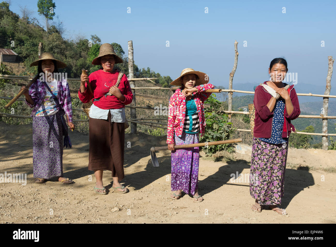 Scenes of rural Myanmar people at work Stock Photo