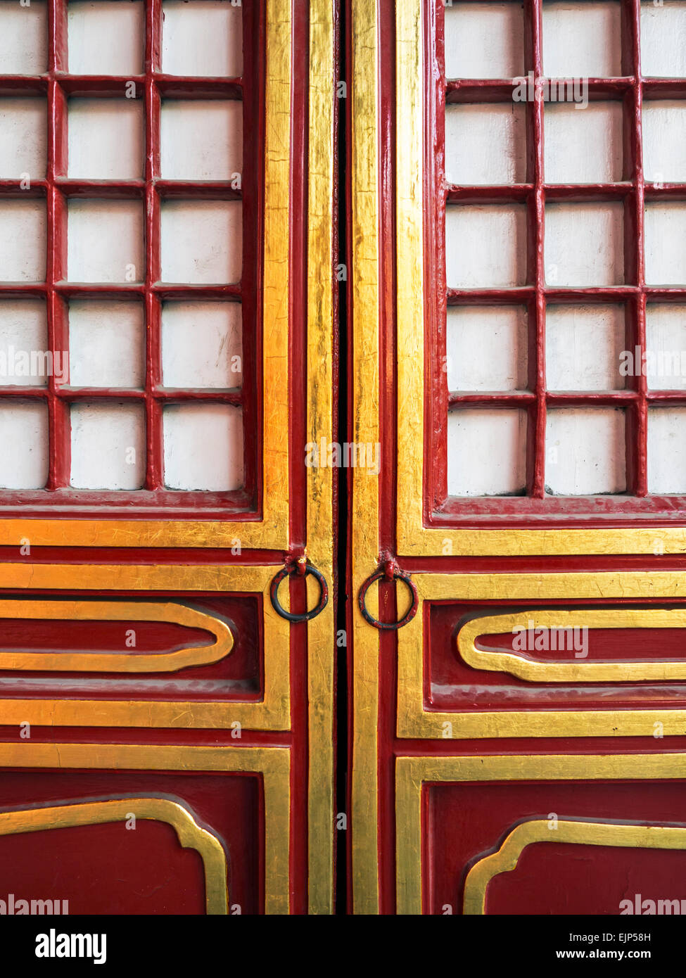 China, Beijing, Forbidden City, Hall of Supreme Harmony, Outer Court, doorway detail Stock Photo