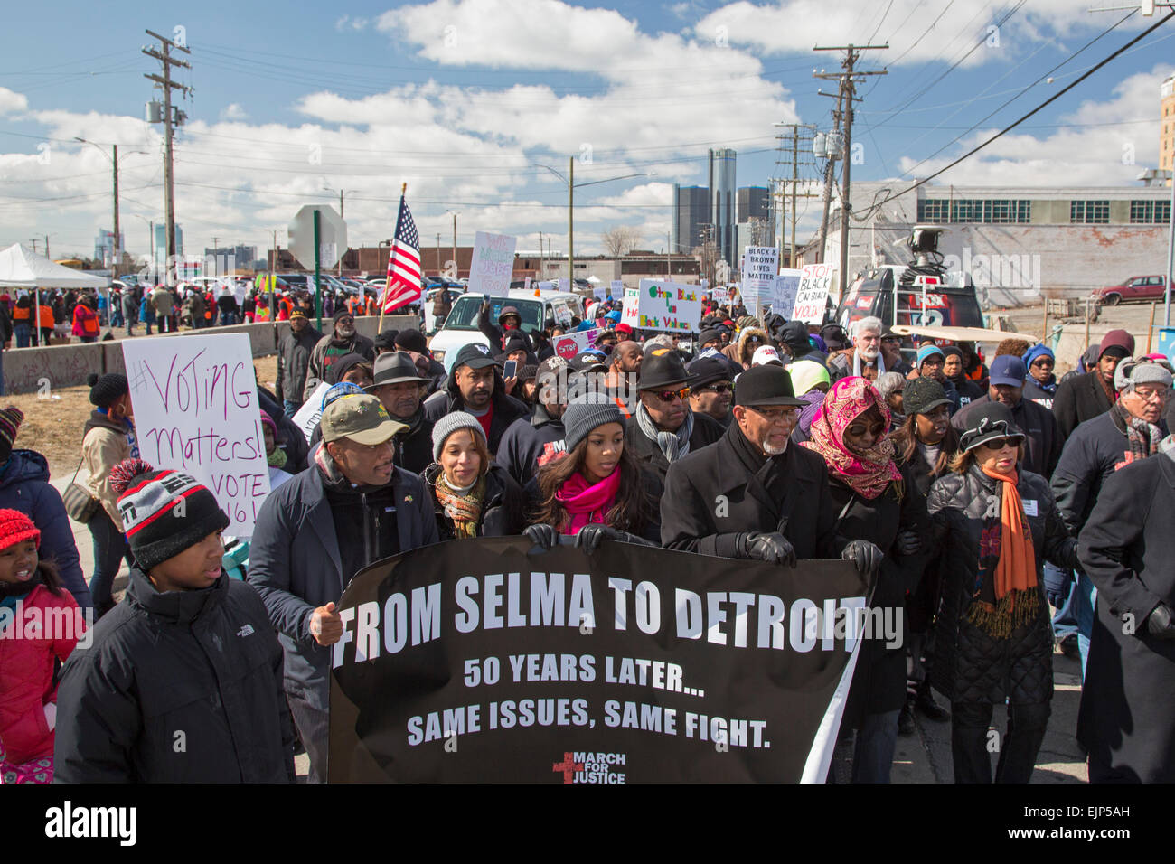 Detroit residents march for racial justice. Stock Photo