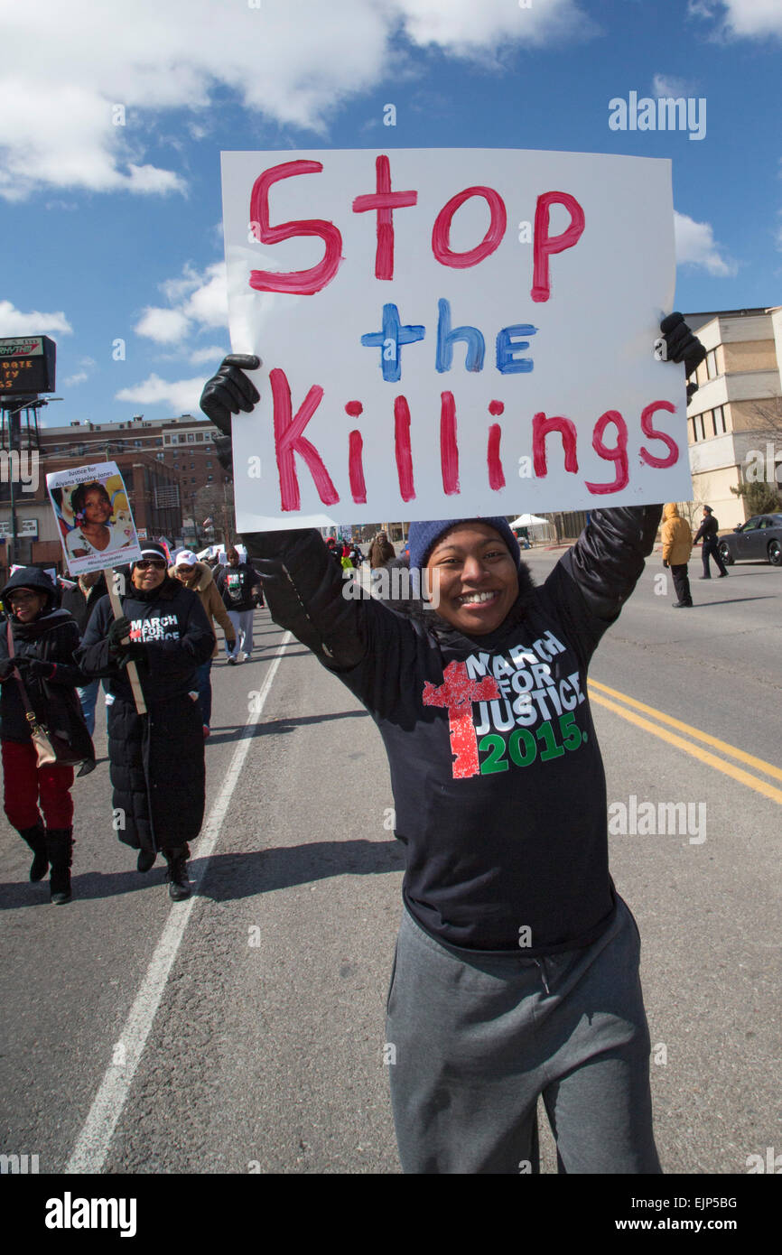 Detroit residents march for racial justice. Stock Photo