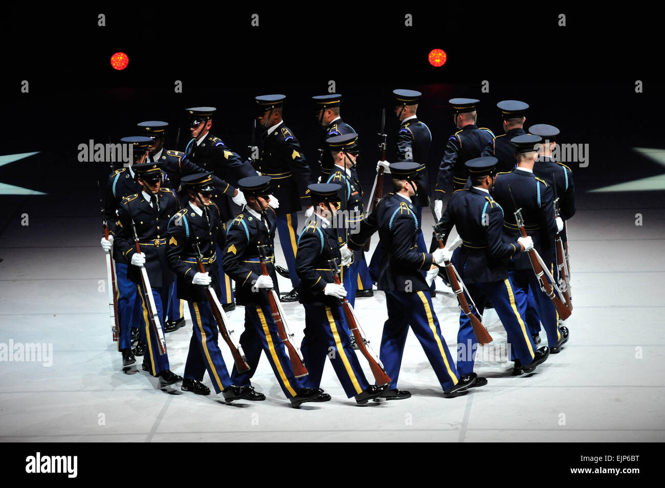 The U.S. Army Drill Team performs precision drills during the Army's