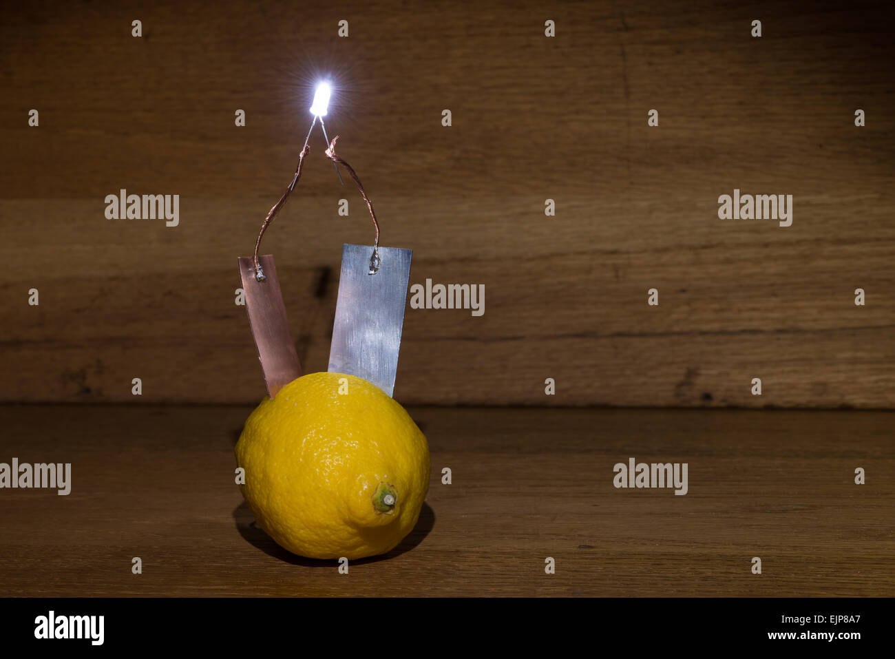 alternative energy source electrical current of lemon provides voltage