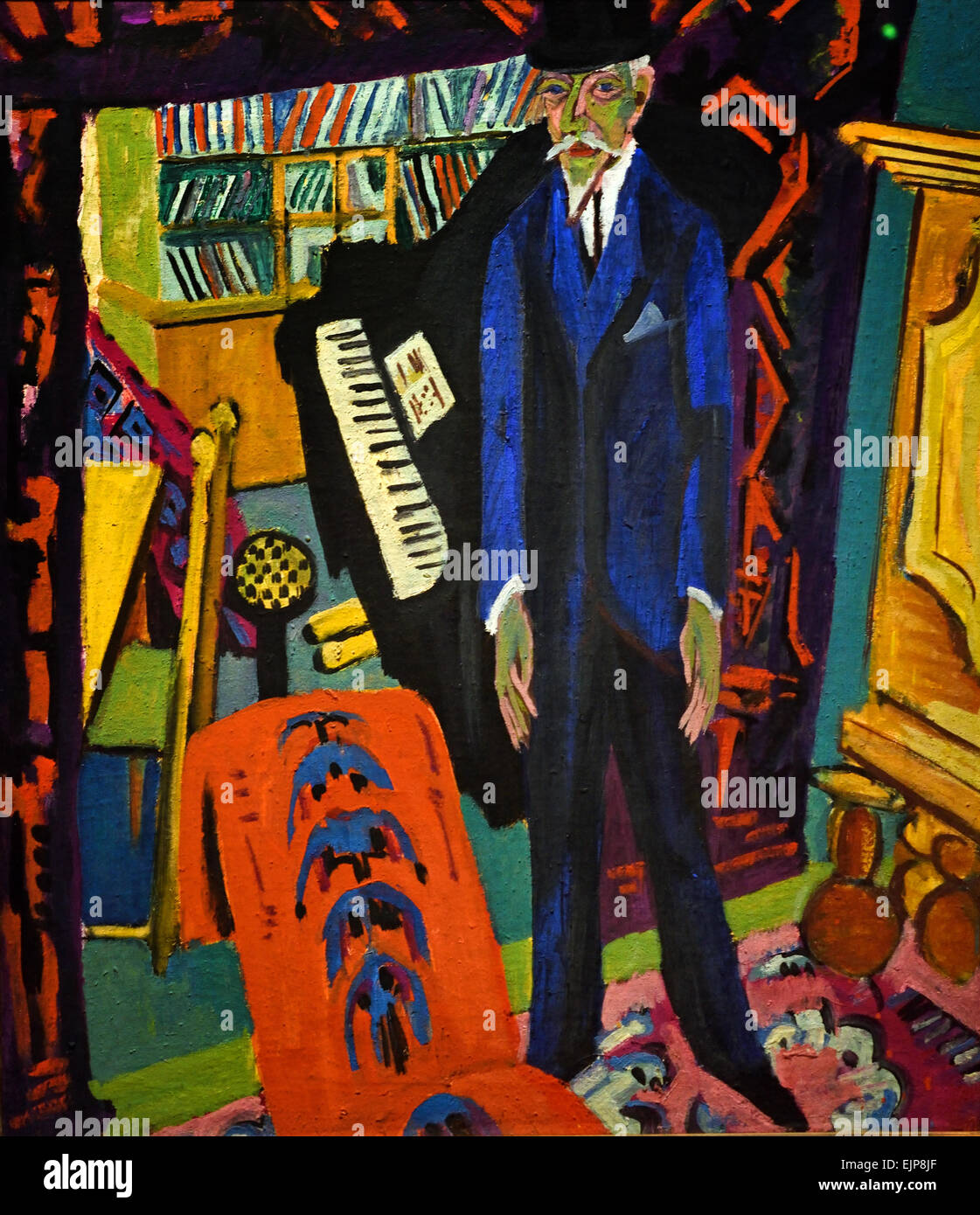 Music room ( Portrait of Botho Graef ) 1914 Ernst Ludwig Kirchner 1880-1938 German Germany Stock Photo