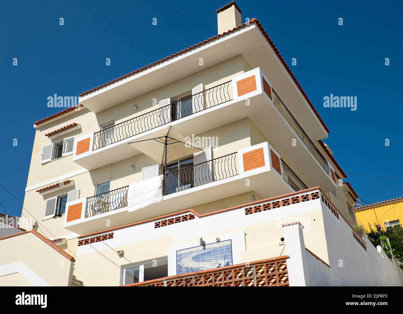 Holiday homes seen in Nazare, Portugal Stock Photo Alamy