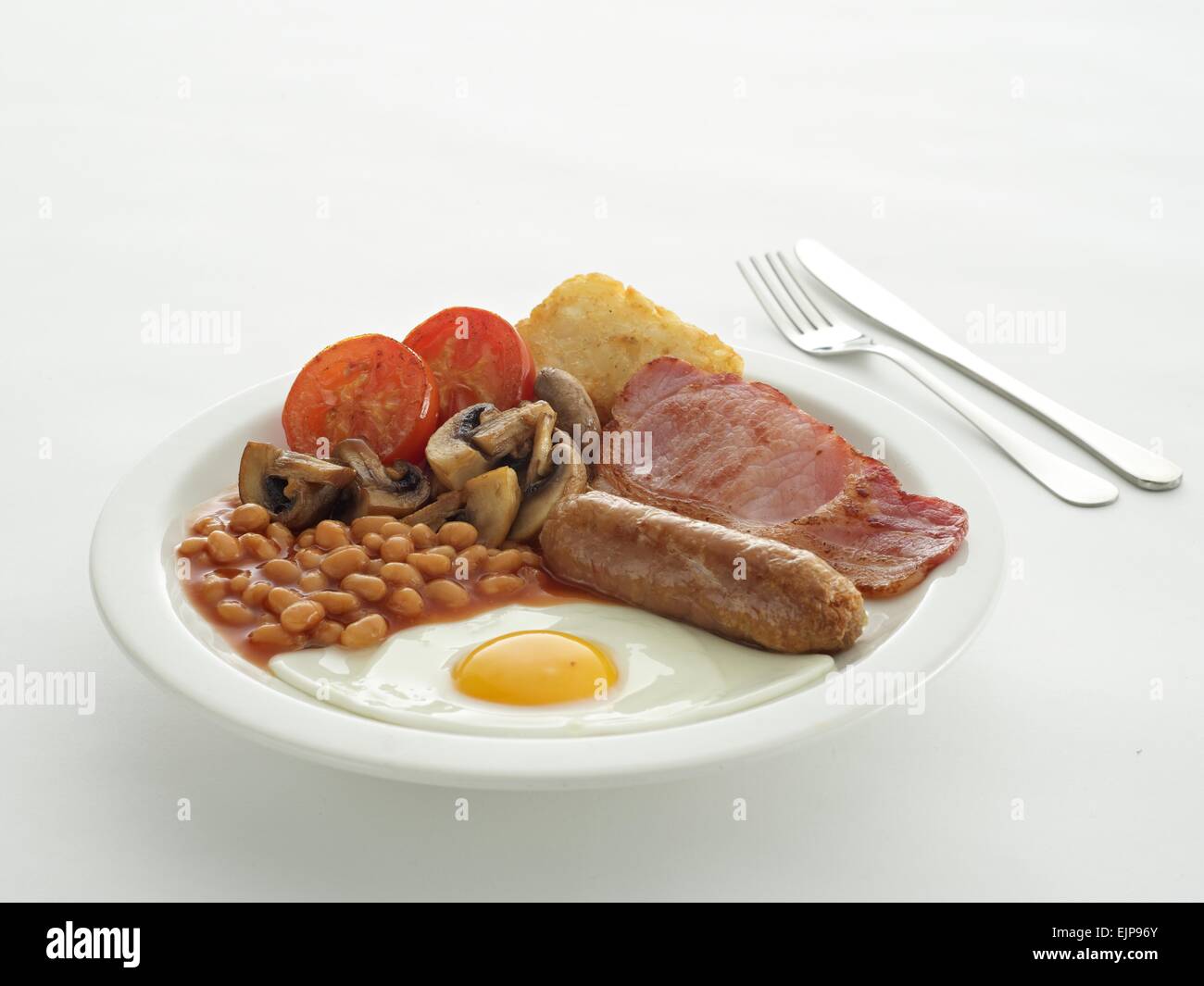 Full english Scottish Irish Welsh breakfast sausage fried egg bacon