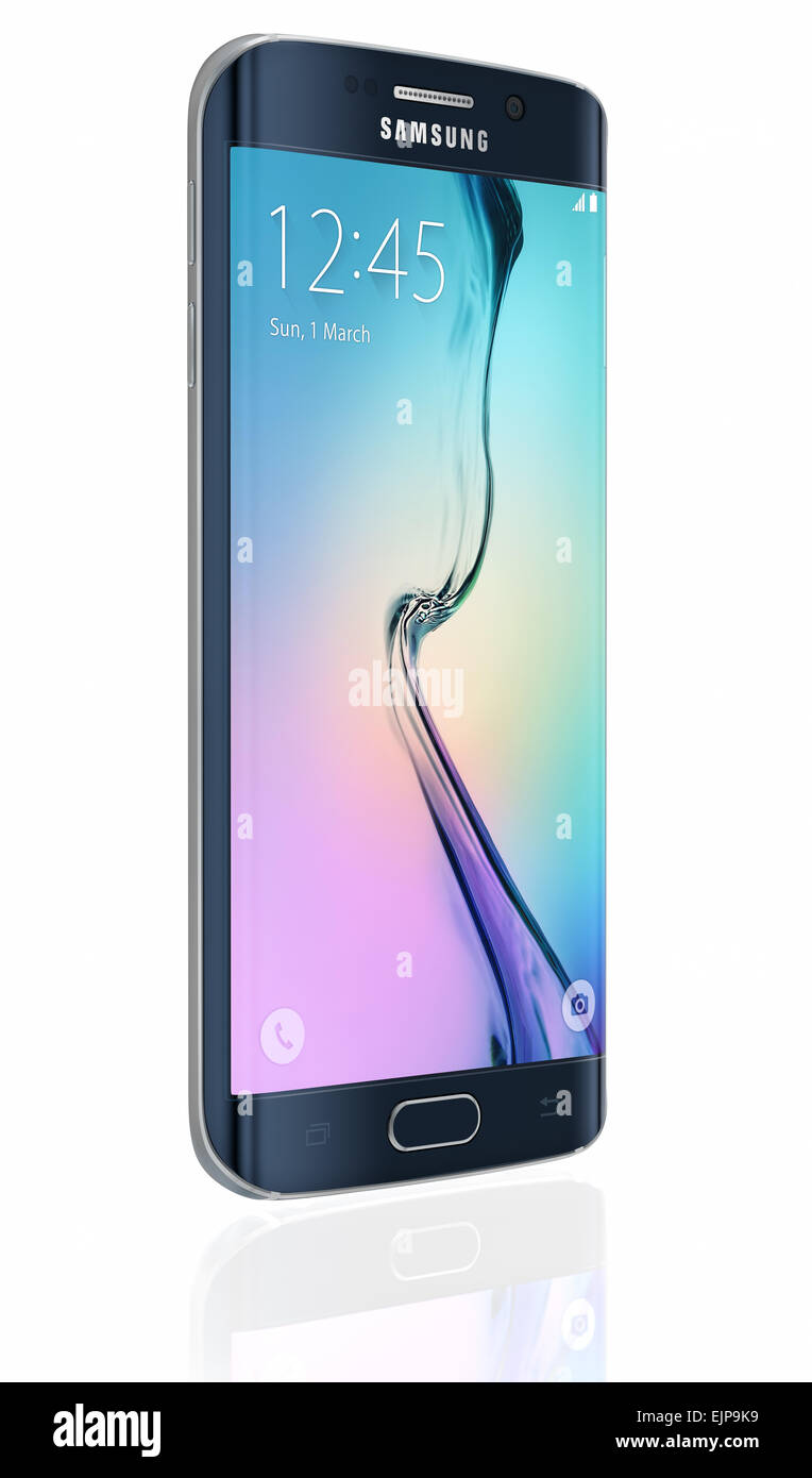 Samsung Galaxy S6 Edge is the first device with dual-curved glass display Stock Photo