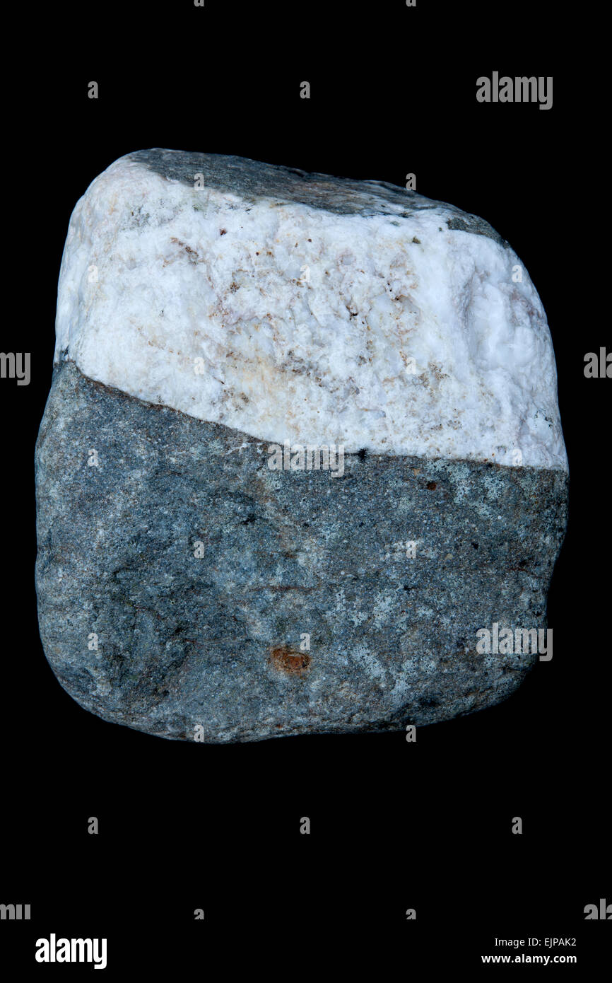Glacial erratic boulder UK, quartz and basalt Stock Photo