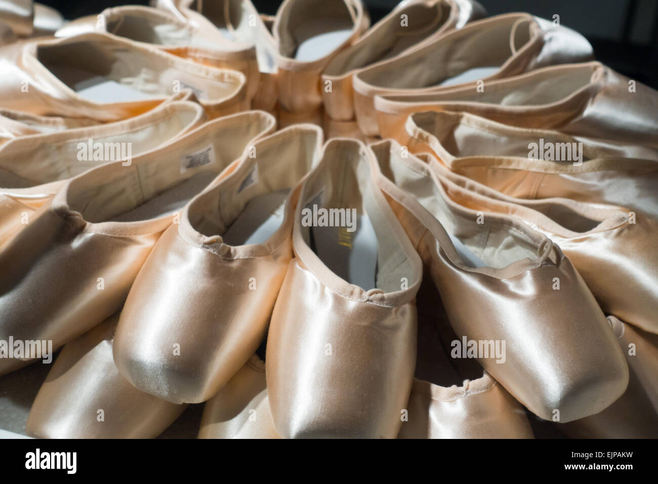 A Display of Pink Satin Ballet Shoes in Covent Garden Stock Photo