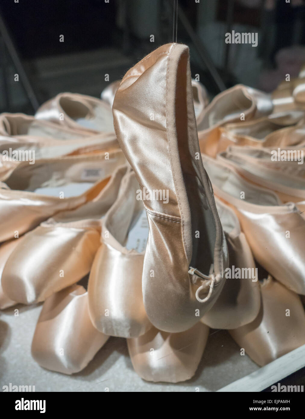 A Display of Pink Satin Ballet Shoes in Covent Garden Stock Photo