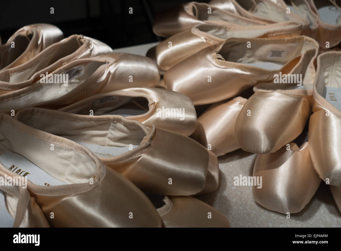 A Display of Pink Satin Ballet Shoes in Covent Garden A Display of Pink Satin Ballet Shoes in Covent Garden