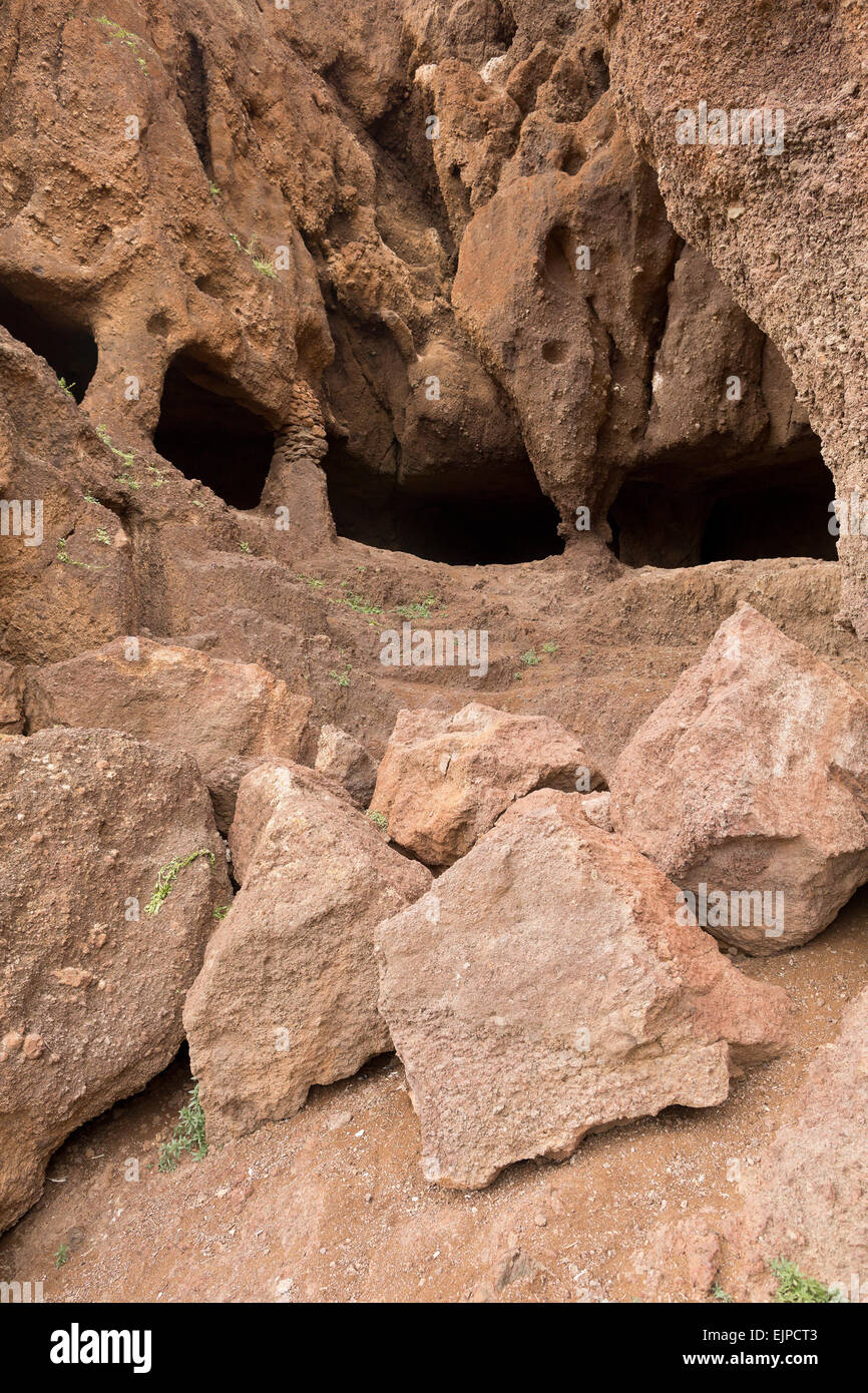 Cueva Cuatro Puertas (Four entrances cave) - Cueva de los Pilares - Gran Canaria, Canary islands, Spain, Europe Stock Photo