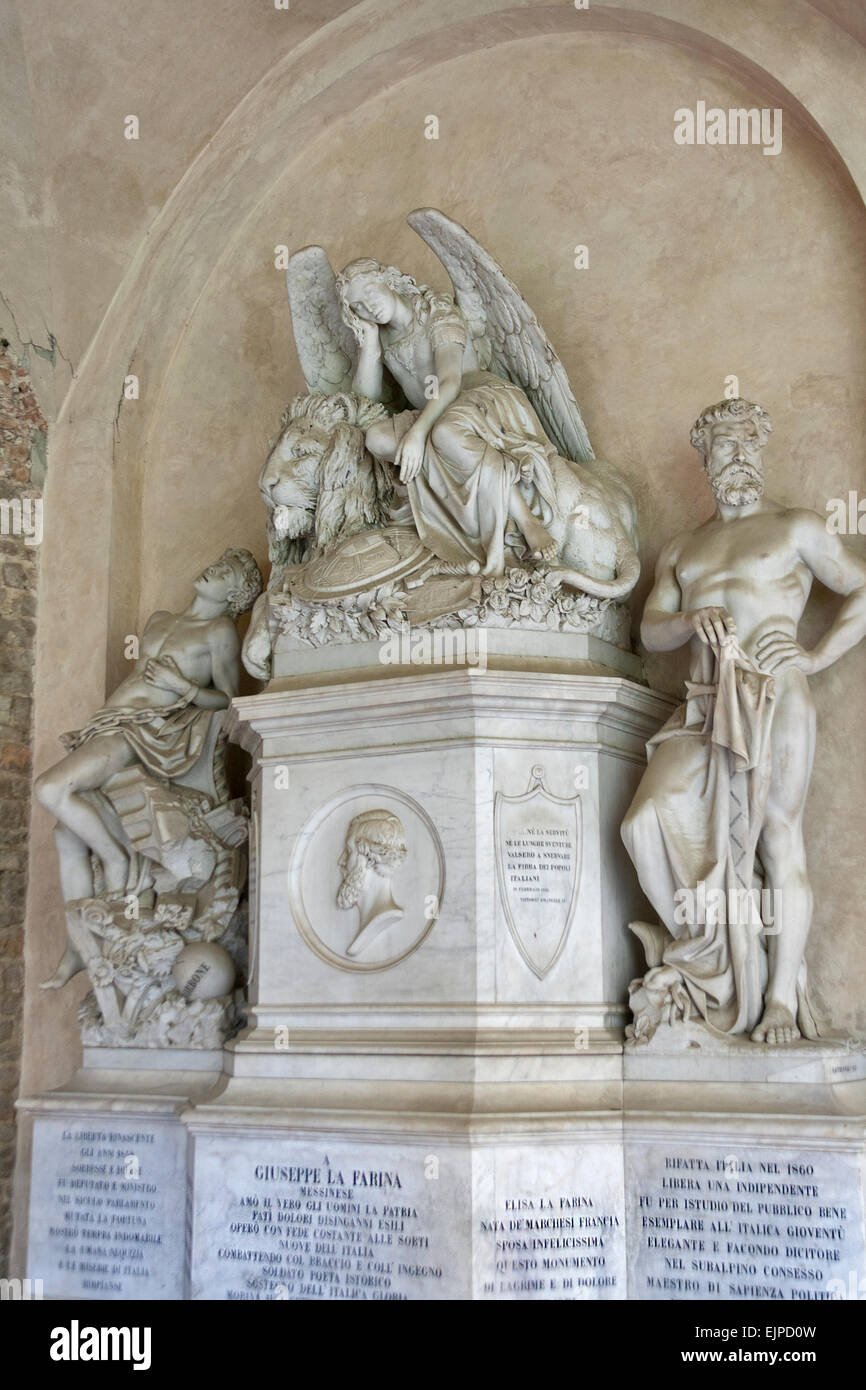 Giuseppe La Farina tomb in Basilica Santa Croce in Florence, Italy. Giuseppe La Farina was an influential leader, founder of the Stock Photo
