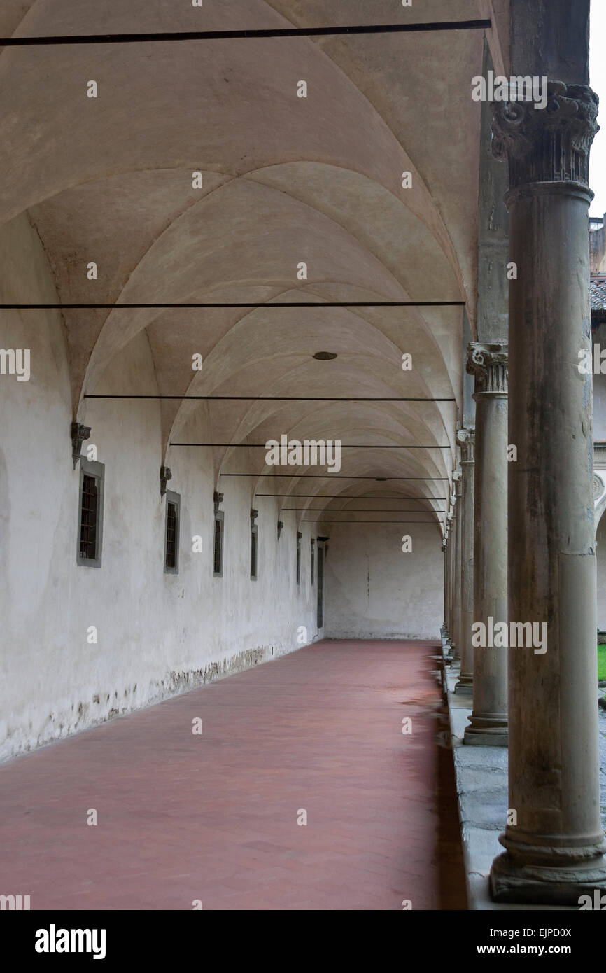 Internal courtyard of basilica Santa Croce in Florence, Italiy Stock Photo