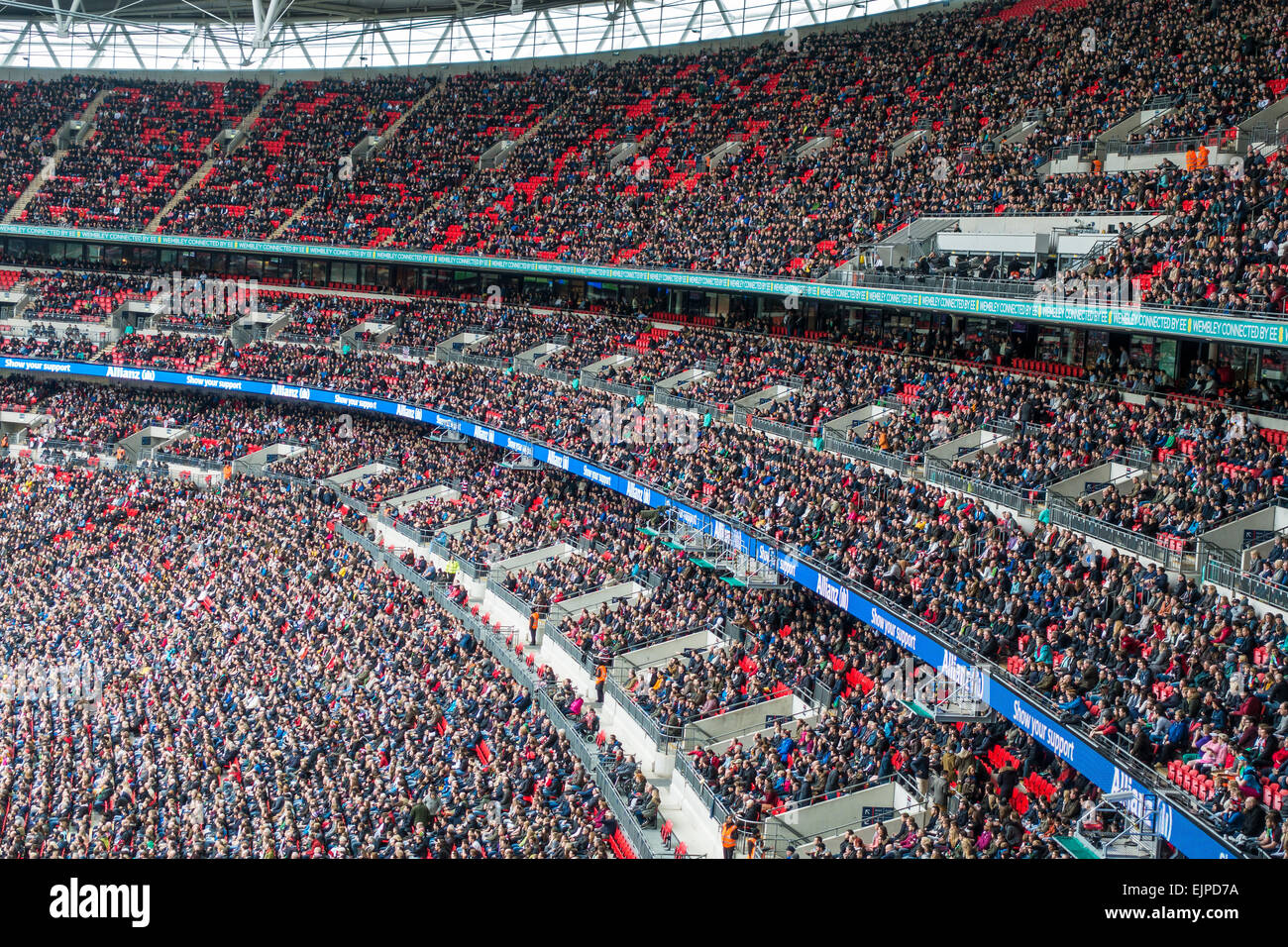 Large Capacity Crowd at Wembley Stadium London Stock Photo