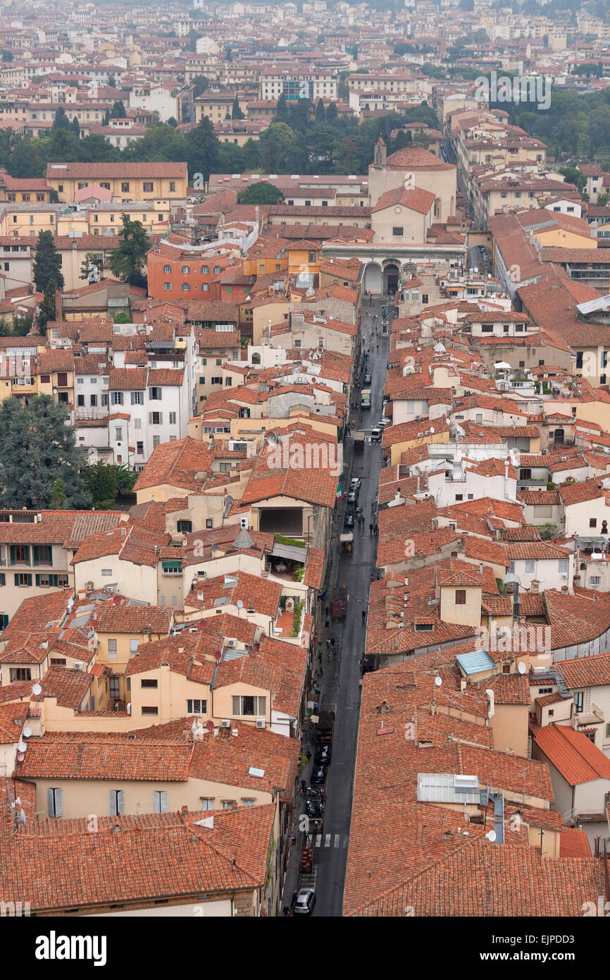 Florence cityscape with Via dei Servi in Tuscany, Italy Stock Photo