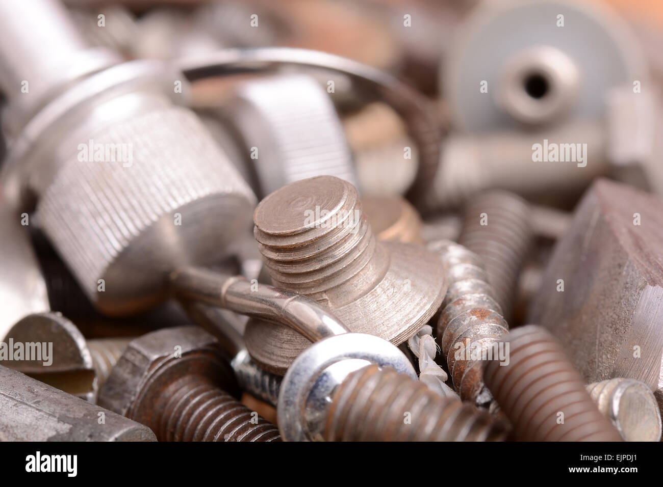 the old bolts, screws and metal details close up Stock Photo Alamy