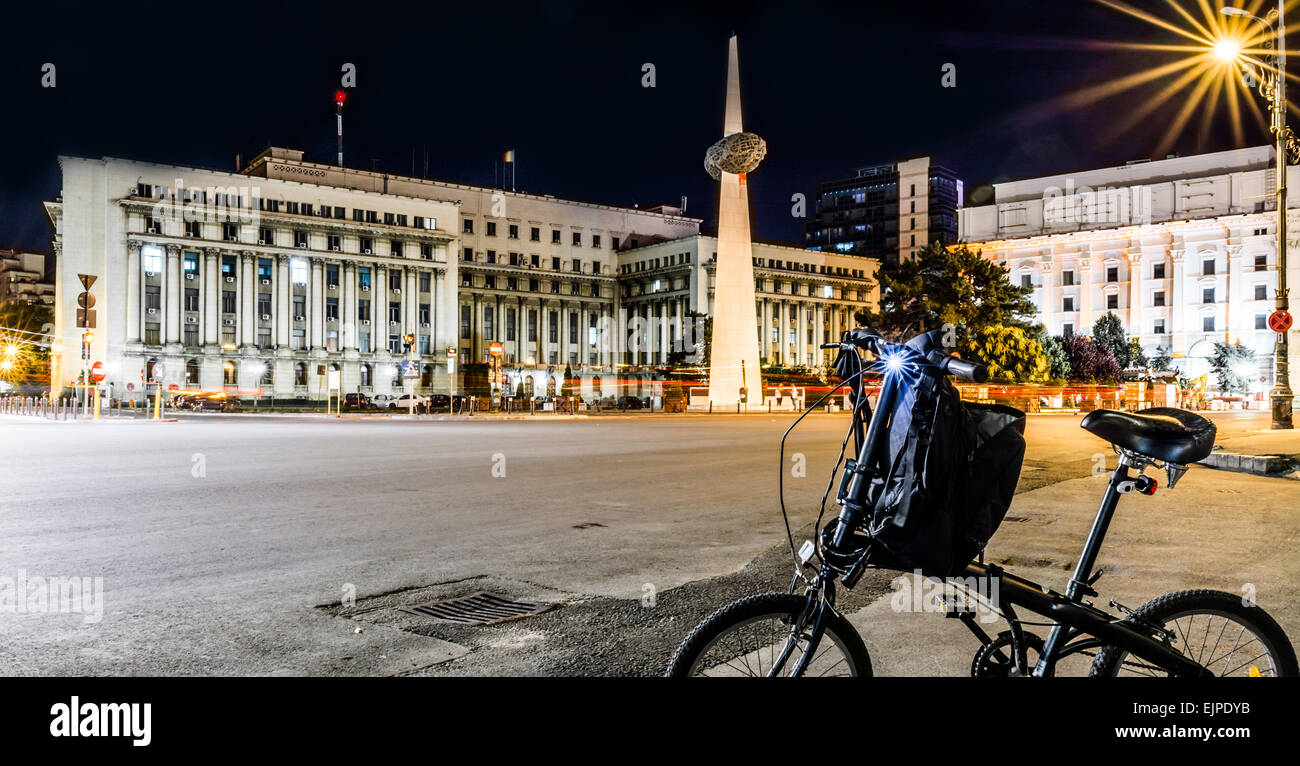 Revolution Square in Bucharest, Romania at night Stock Photo - Alamy