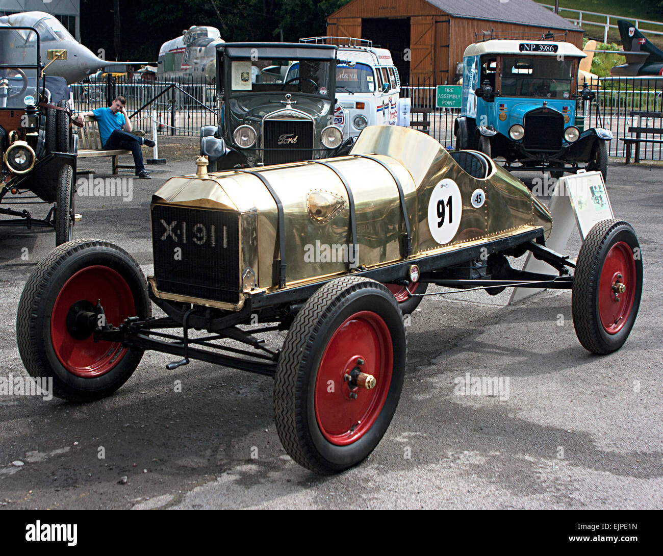 'The Golden Ford' 1911 Model T Ford racer at Brooklands Double Twleve Motorsport Festival 2014 Stock Photo