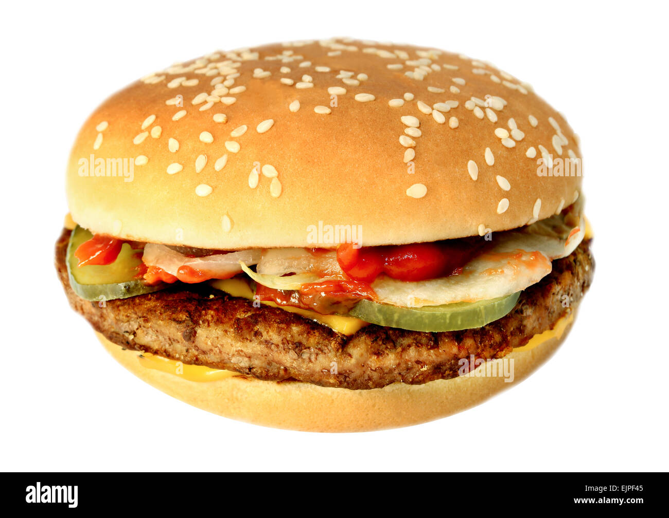big tasty fresh burger isolated on a white background Stock Photo