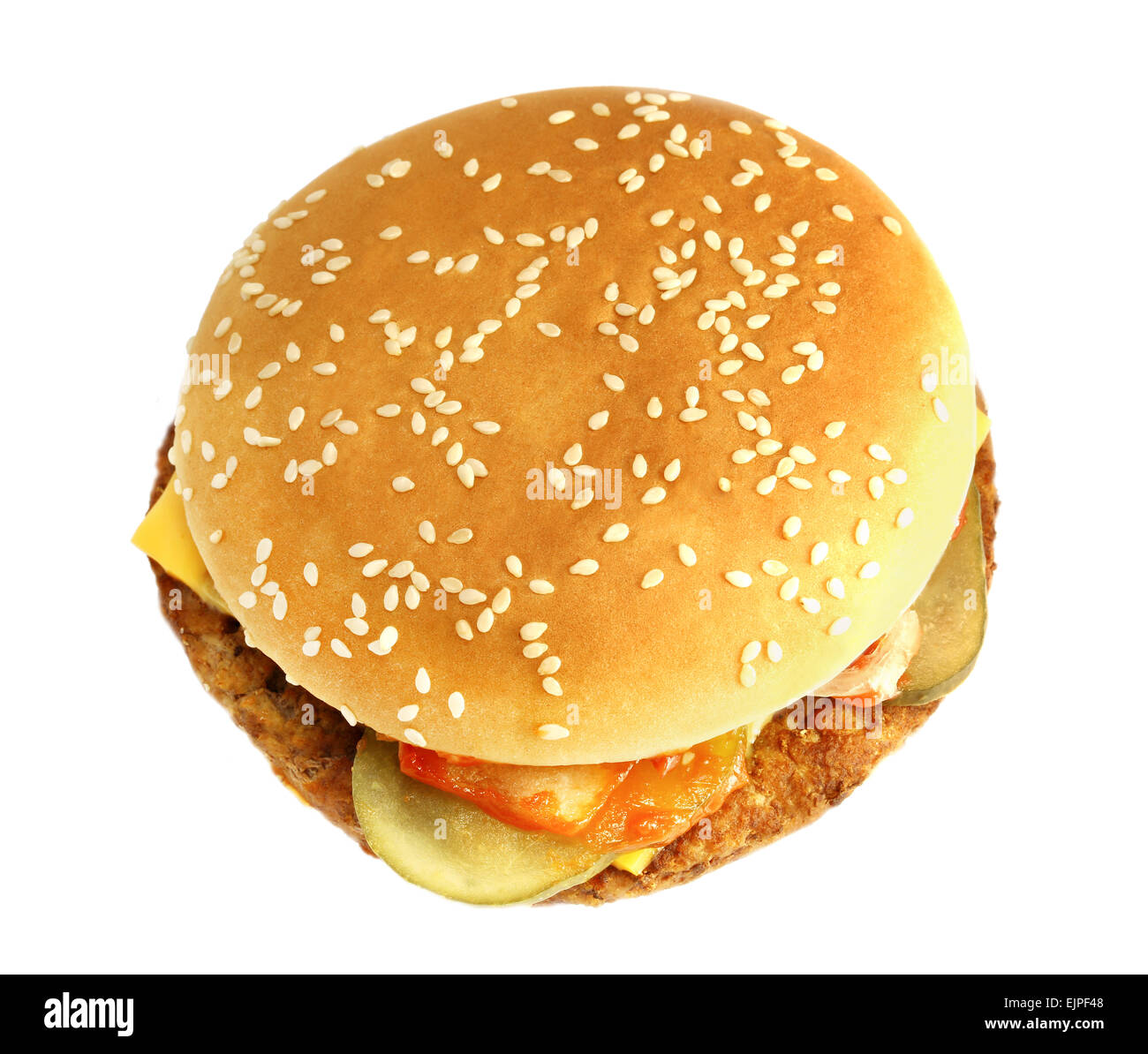 big tasty fresh burger on a white background Stock Photo