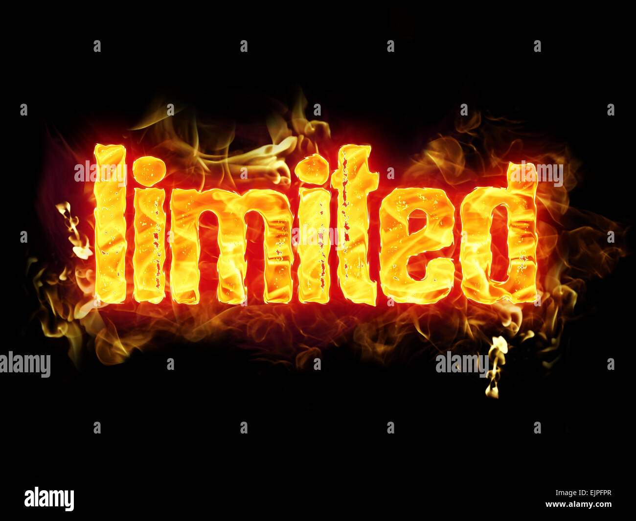 Fire limited text badge with burning flames Stock Photo Alamy