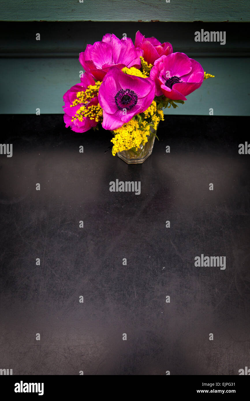 Vase of flowers on table Stock Photo Alamy