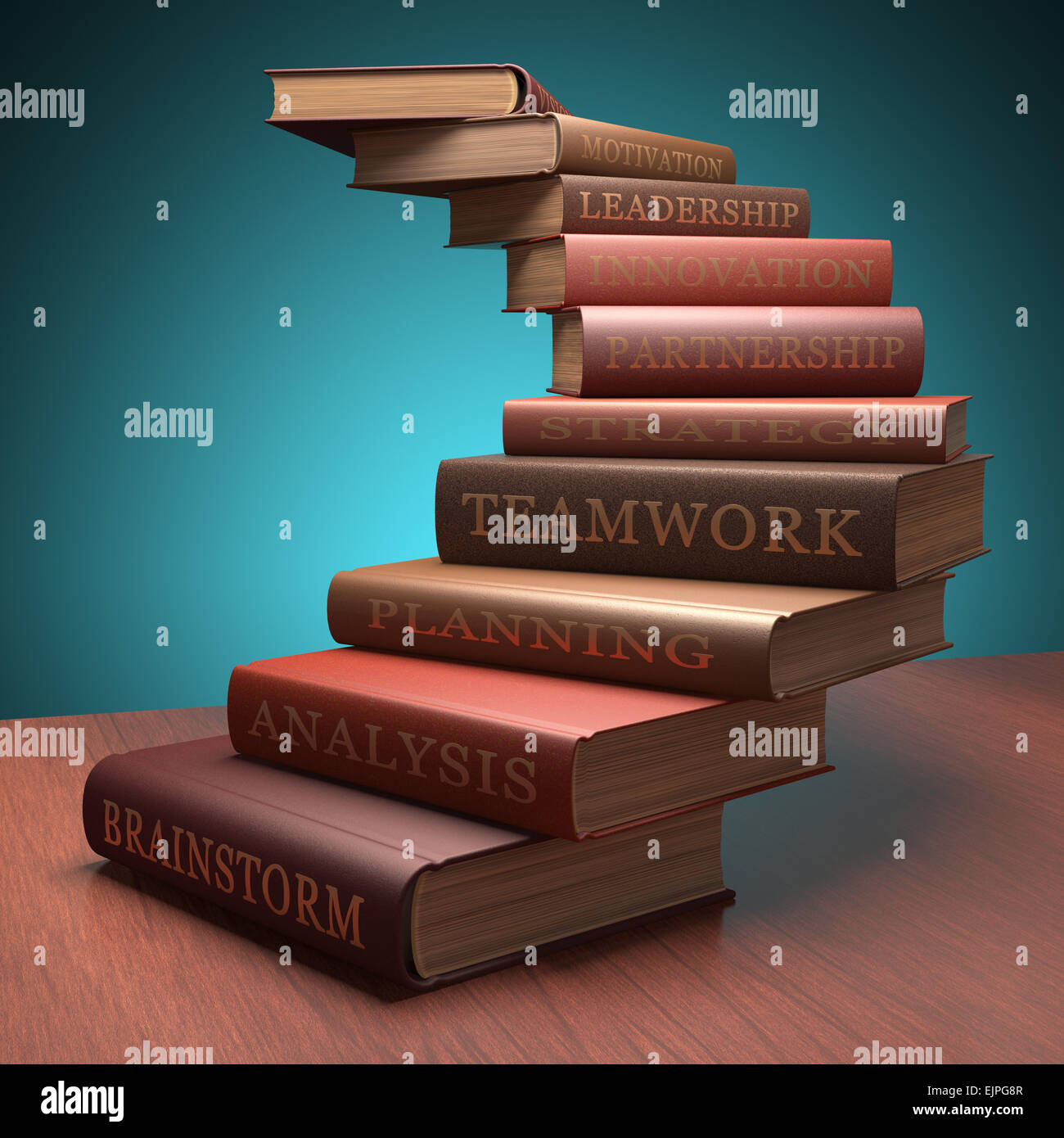 Stairs made of books on a concept of learning and achievement of success. Clipping path included. Stock Photo