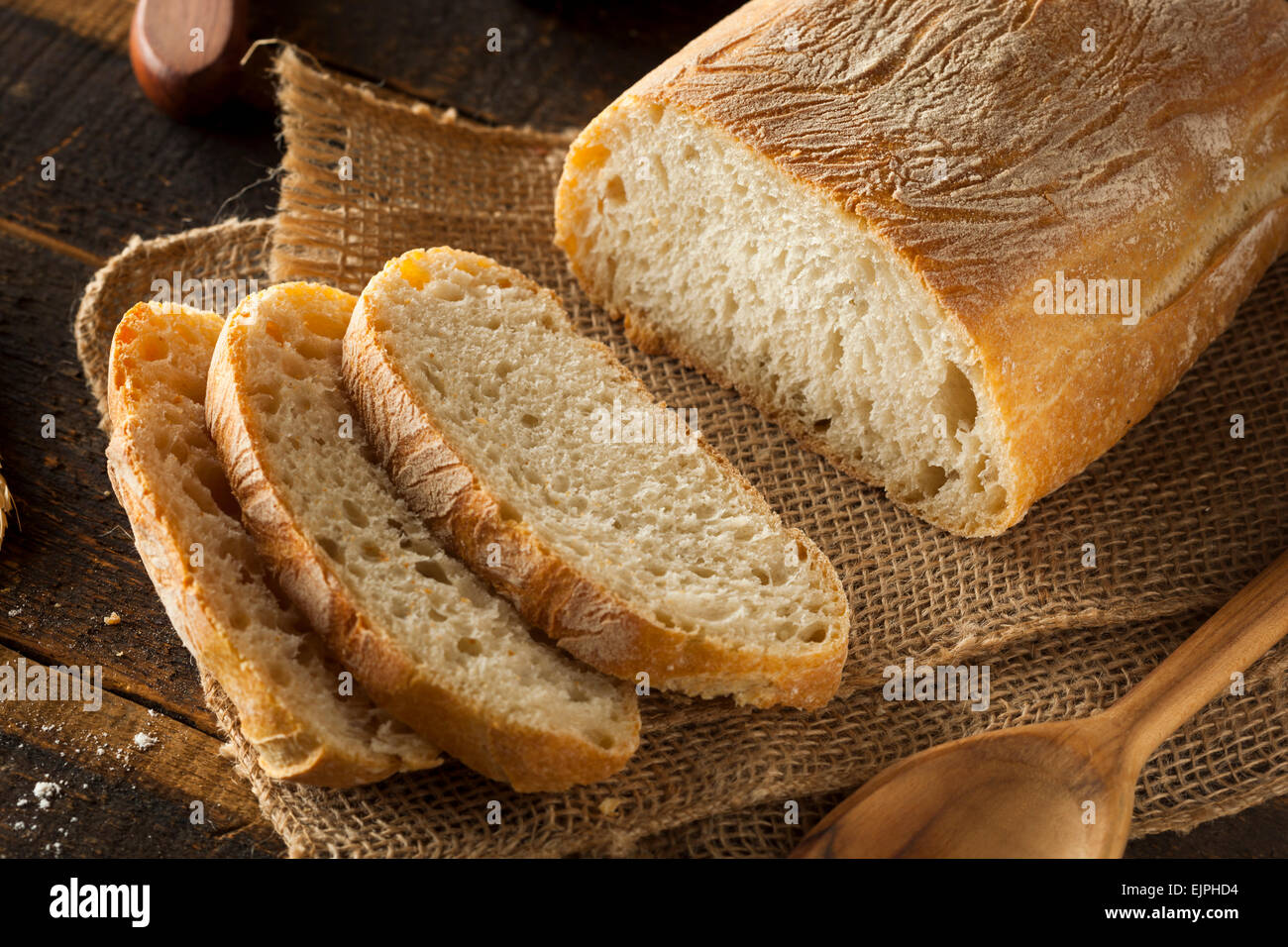 Crusty Homemade Ciabatta Bread Ready to Eat Stock Photo