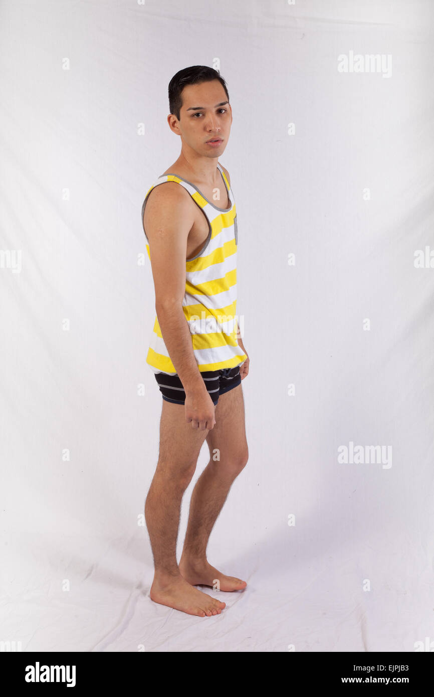 Young man looking serious in tank top, Stock Photo