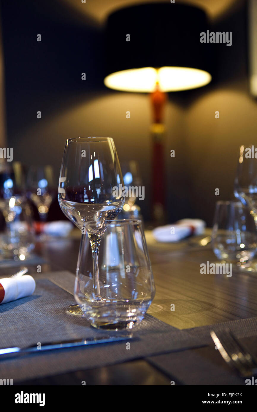 Table set in a stylish French restaurant Stock Photo