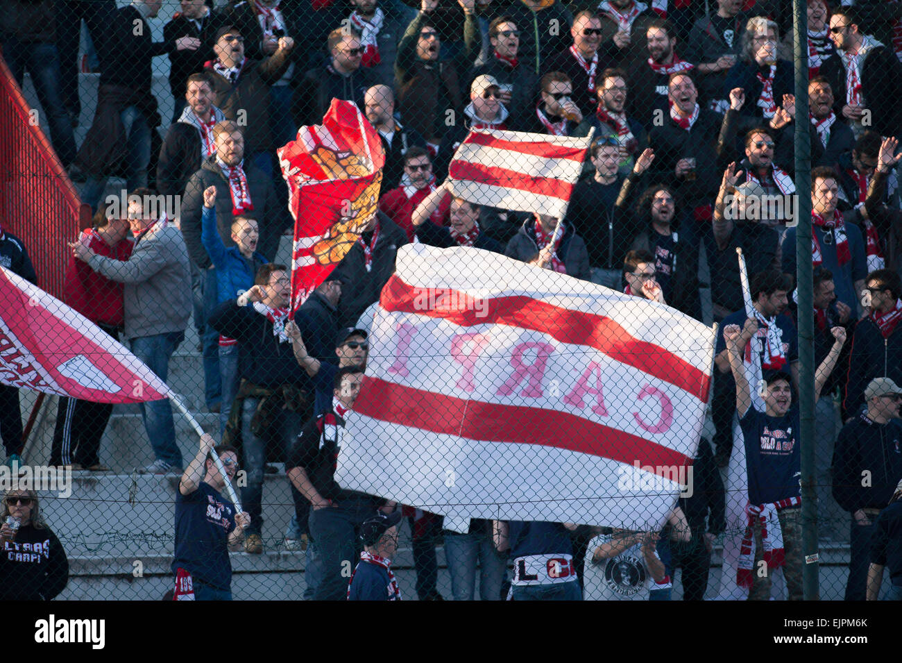 Vicenza, Italy. 28th Mar, 2015. Carpi fans Football/Soccer : Italian 'Serie B' match between Vicenza 1-2 Carpi FC at Stadio Romeo Menti in Vicenza, Italy . © Maurizio Borsari/AFLO/Alamy Live News Stock Photo