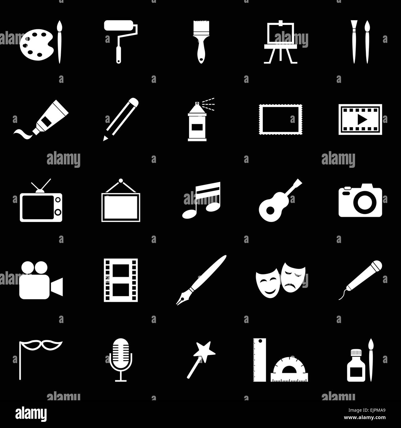 Art icons on black background, stock vector Stock Vector