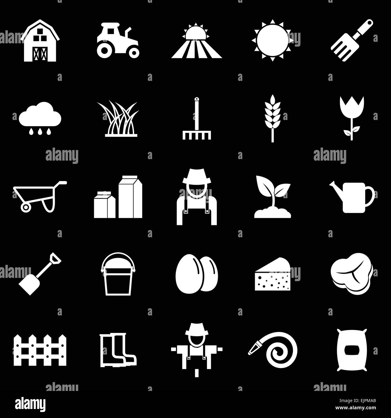 Farming icons on black background, stock vector Stock Vector Image ...