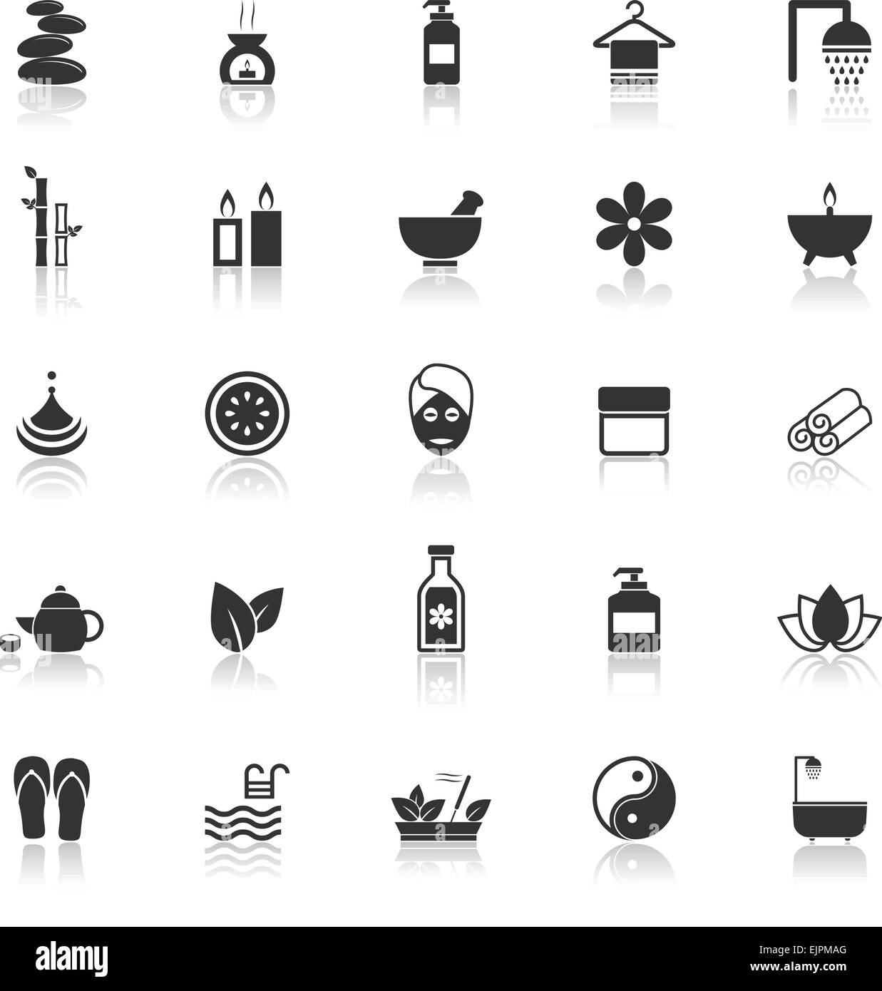 Spa icons with reflect on white background, stock vector Stock Vector ...