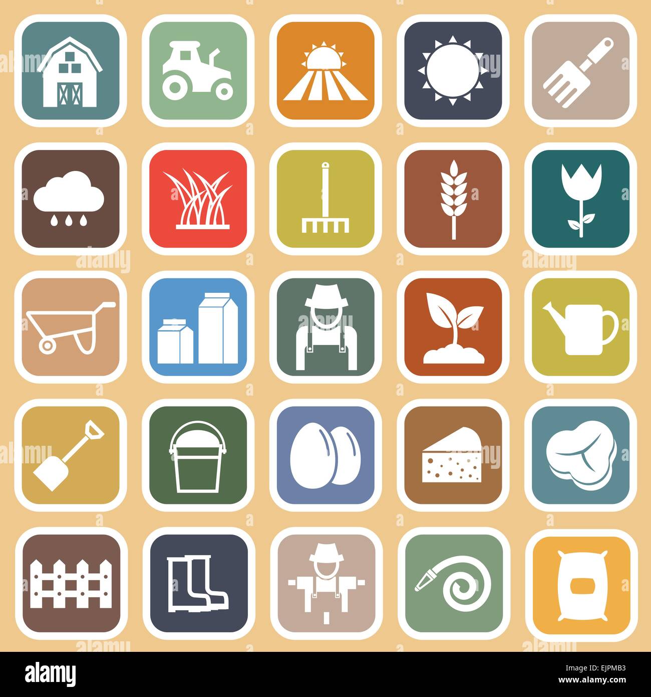 Farming flat icons on brown background, stock vector Stock Vector Image ...
