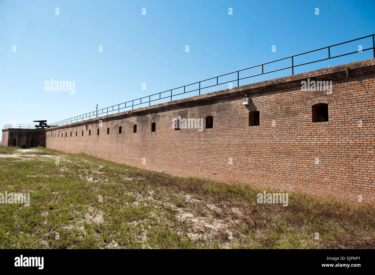 Brick Wall at Historic Military Fort Gaines on Dauphin Island in Mobile Bay, Alabama Stock Photo