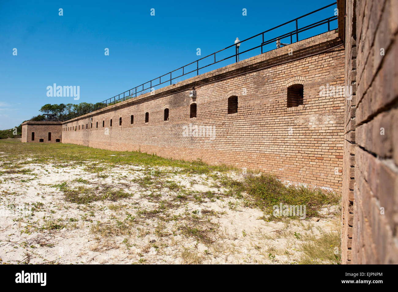 Brick Wall at Historic Military Fort Gaines on Dauphin Island in Mobile Bay, Alabama Stock Photo